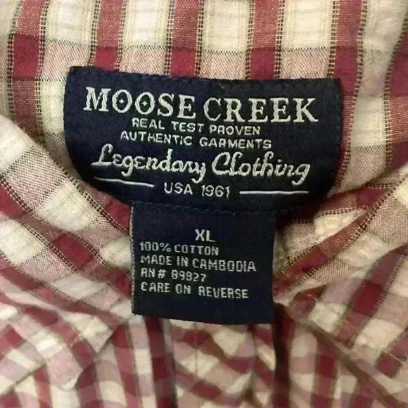 Moose Creek Mens Shirt Large Red Plaid Short Sleeve Button Up Pearl Snap Size XL - Picture 7 of 10